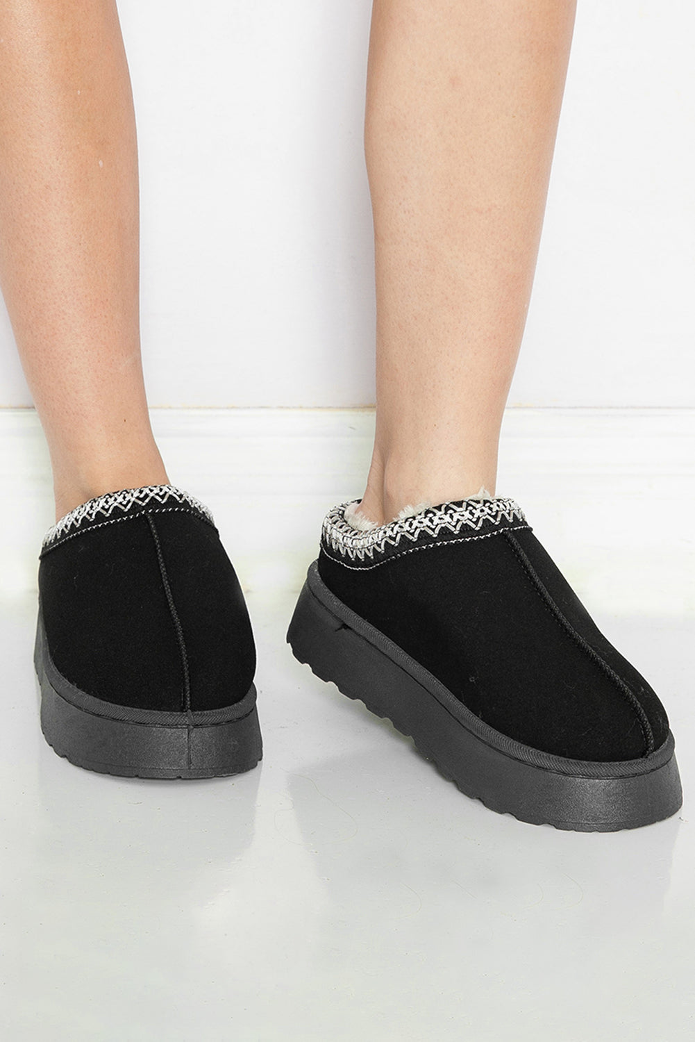 Plush Lined Platform Slippers