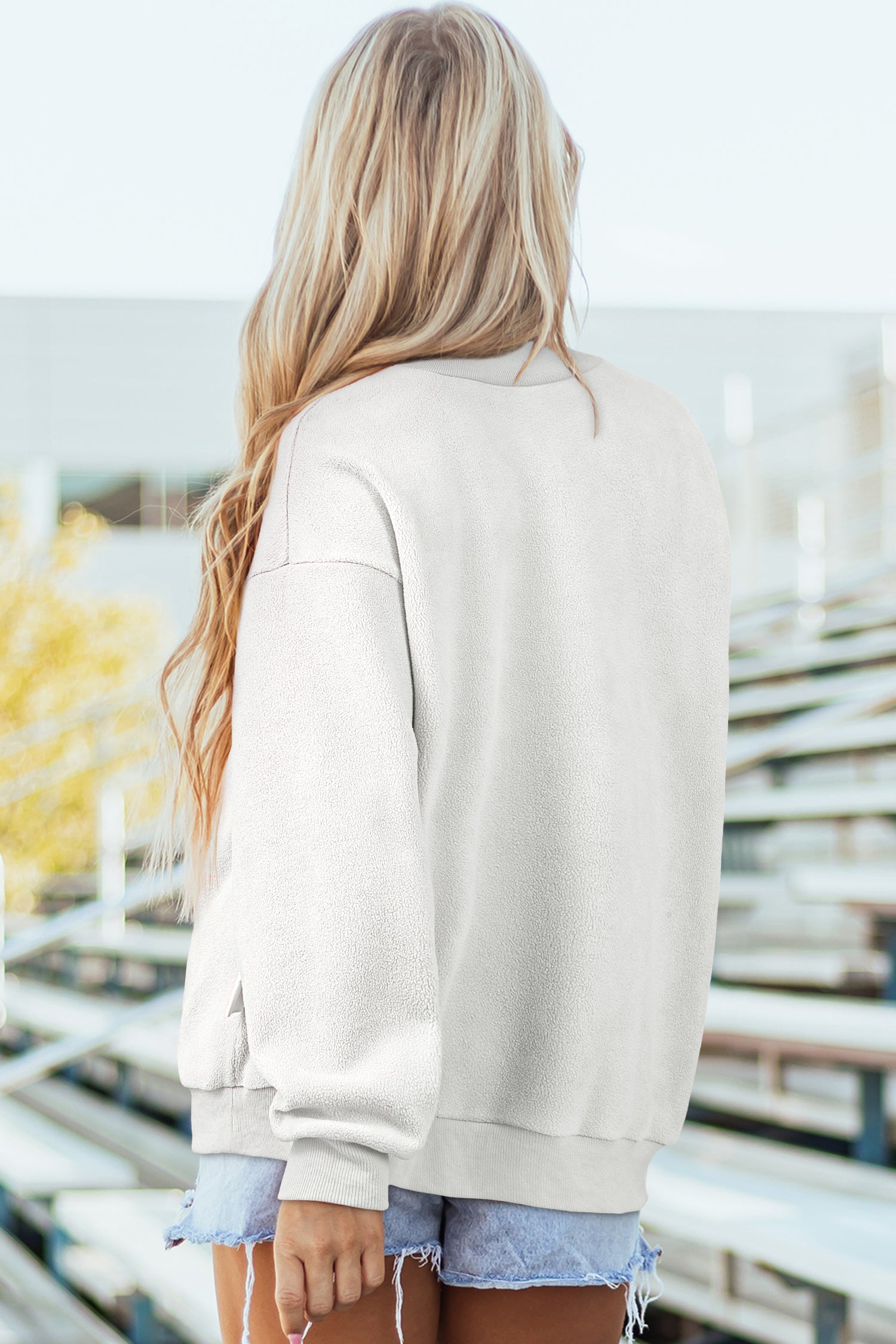 Coffee Oversize Drop Shoulder Reversible Mock Neck Sweatshirt