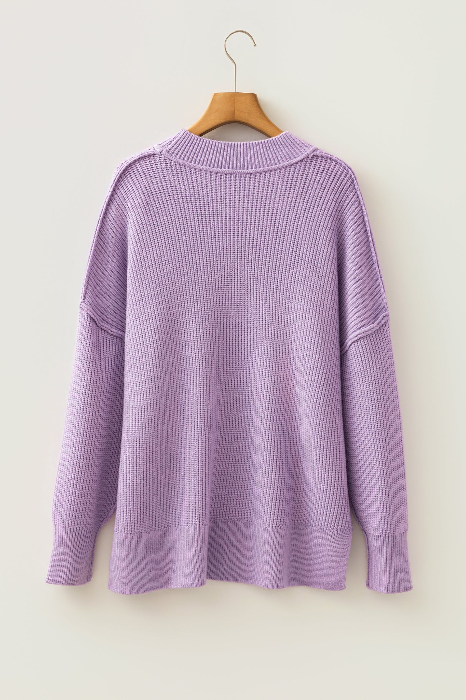Chestnut Long Sleeve Ribbed Knit Stand Neck Regular Fit Sweater