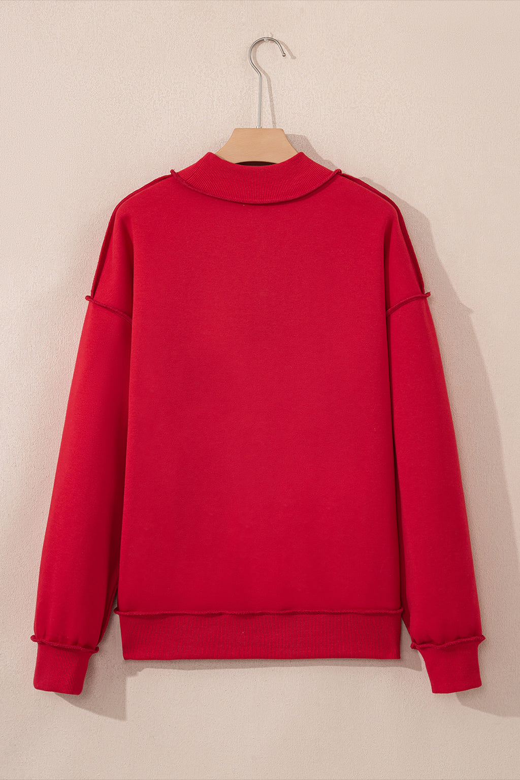 Coffee Oversize Drop Shoulder Reversible Mock Neck Sweatshirt