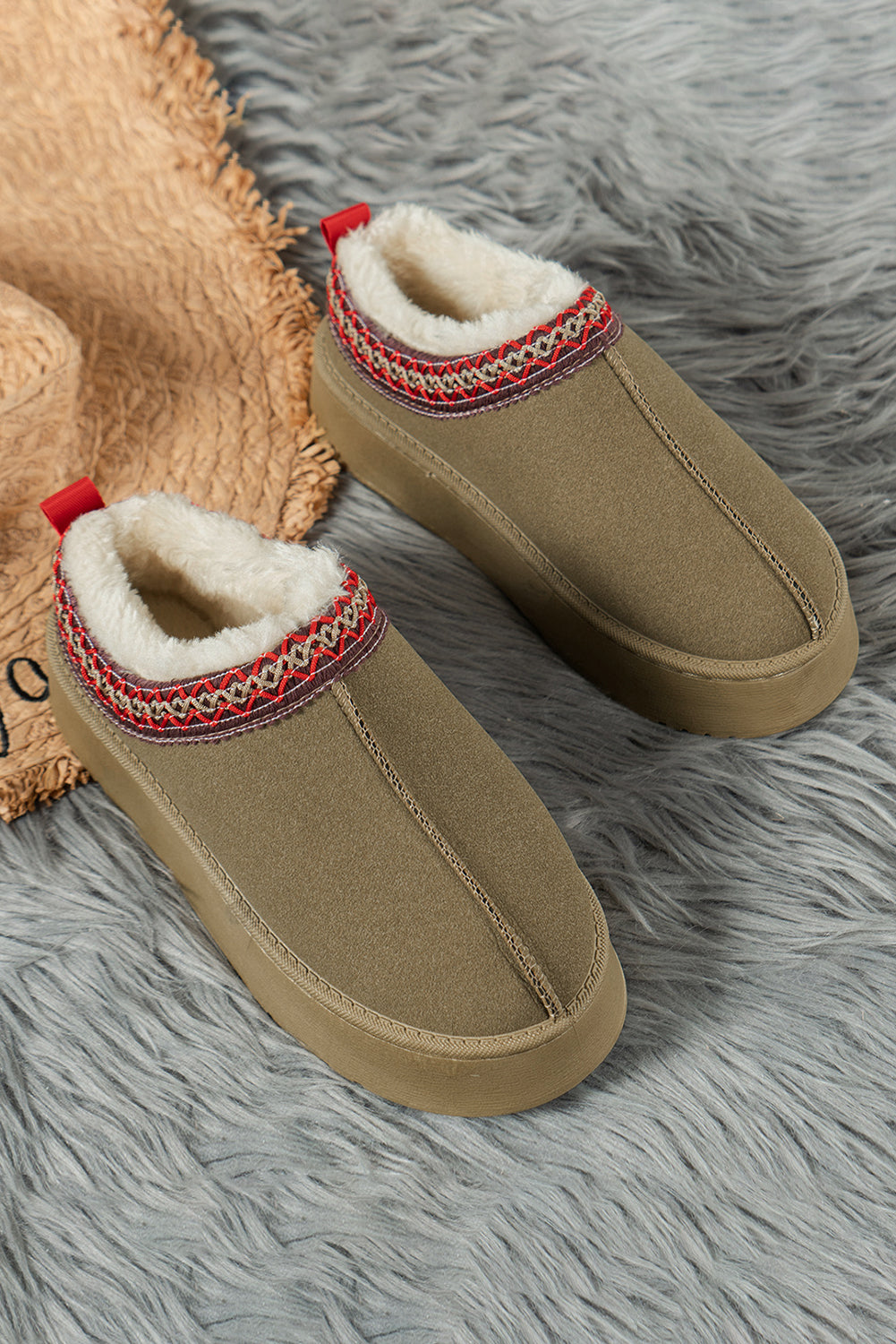 Plush Lined Platform Slippers