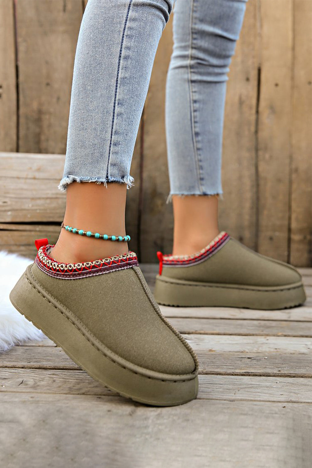 Plush Lined Platform Slippers