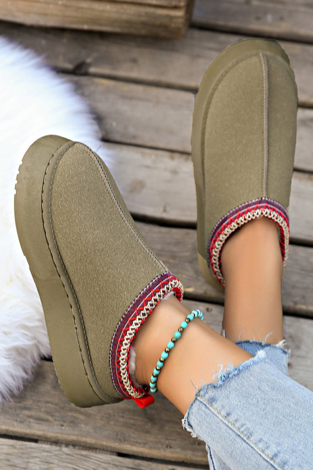 Plush Lined Platform Slippers