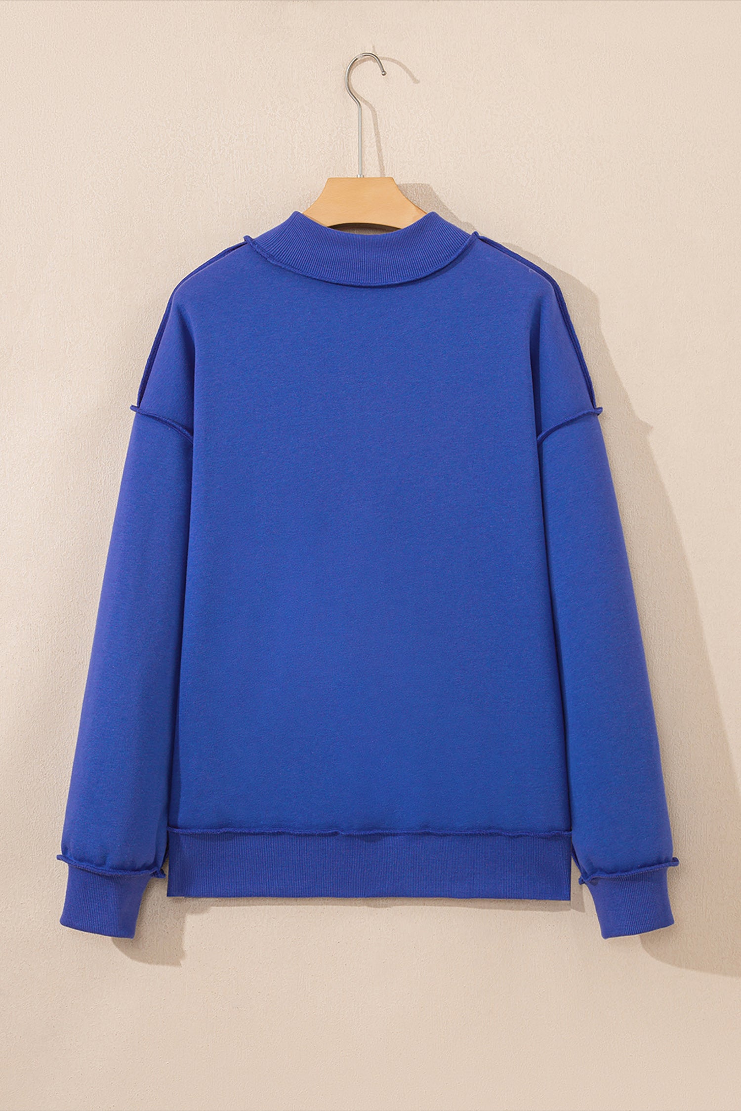 Coffee Oversize Drop Shoulder Reversible Mock Neck Sweatshirt