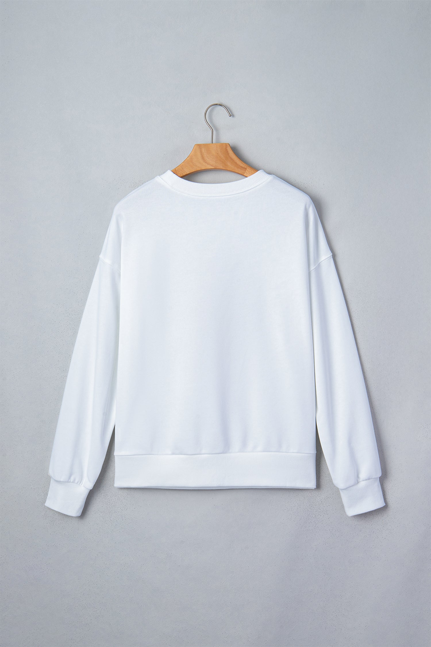 White Embroidered Slogan Game Day Rugby Pattern Crewneck Sweatshirt