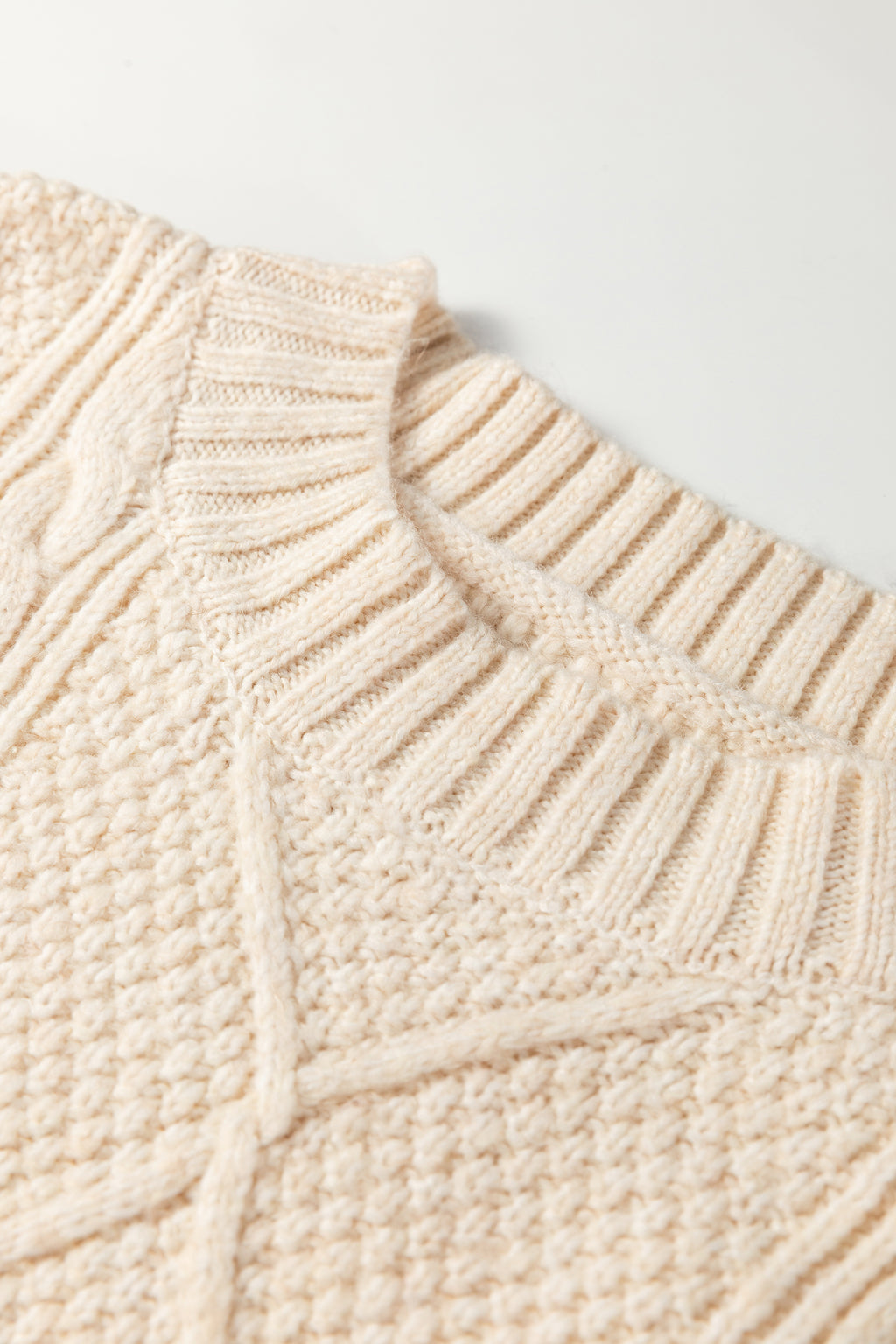 Oatmeal Cable Knit Drop Shoulder Loose Fit Sweater Dress