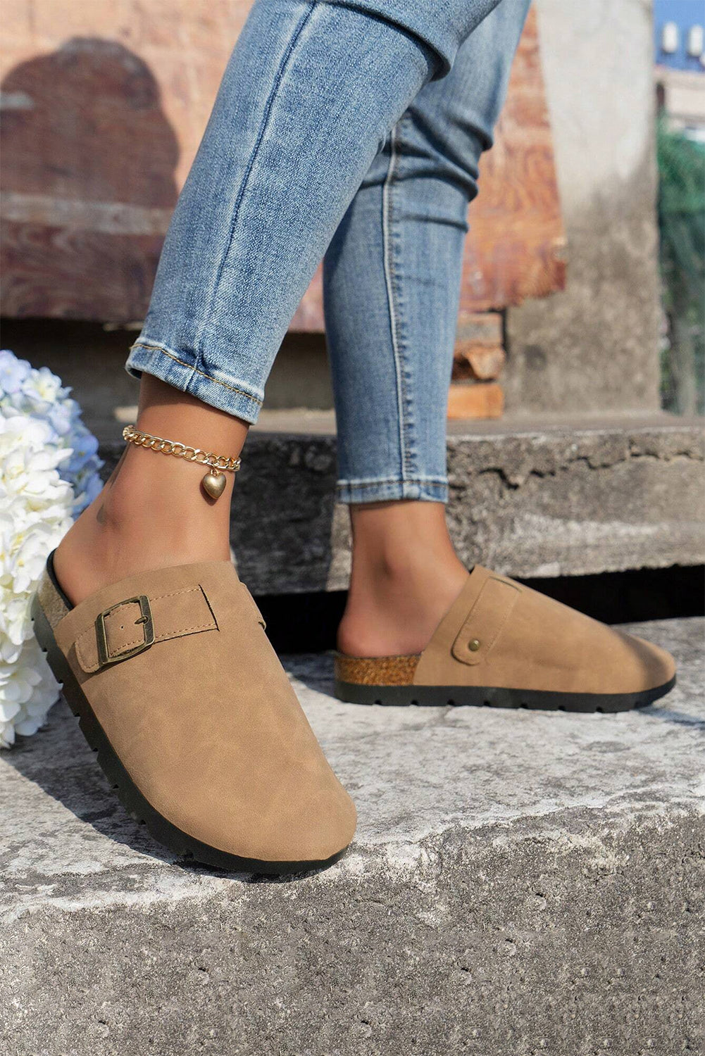 Retro Buckle Slippers