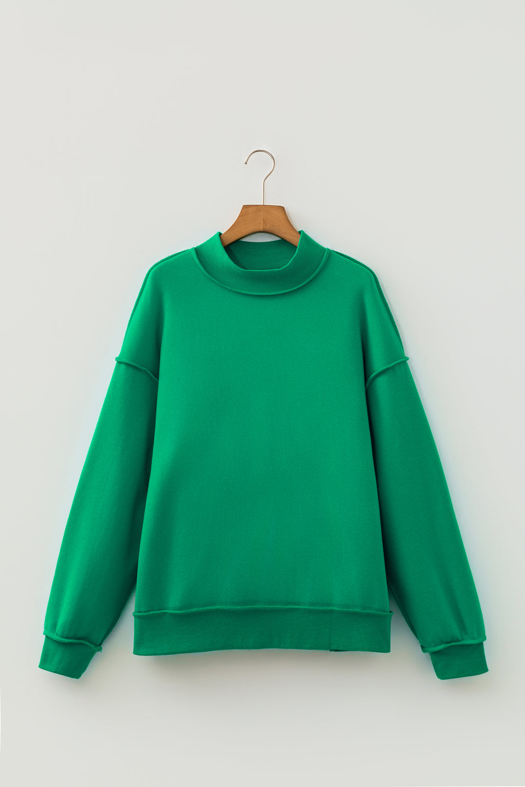 Coffee Oversize Drop Shoulder Reversible Mock Neck Sweatshirt