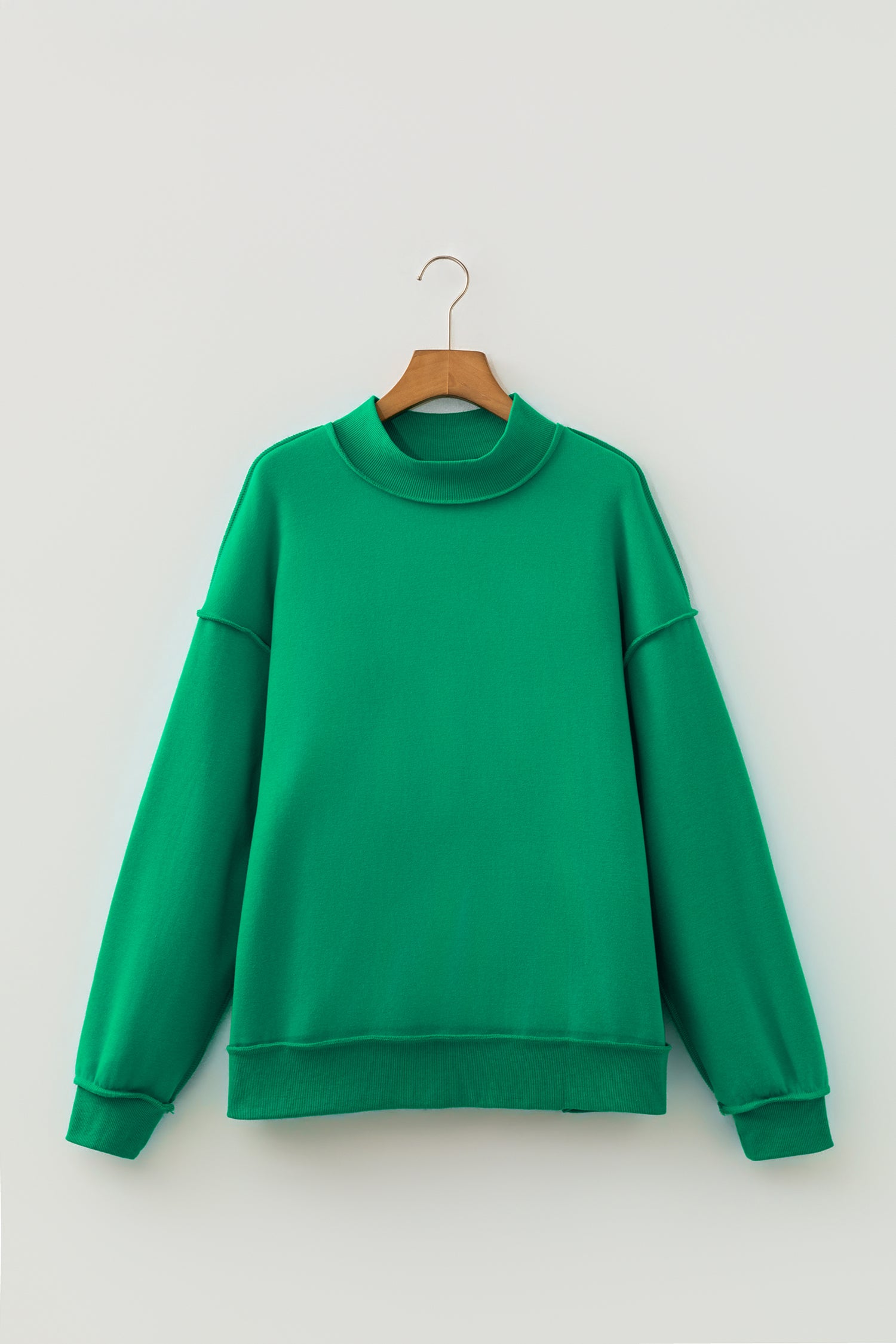 Coffee Oversize Drop Shoulder Reversible Mock Neck Sweatshirt