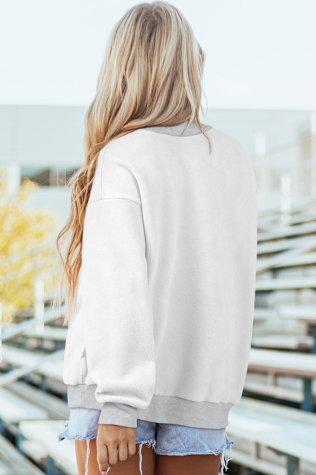 Coffee Oversize Drop Shoulder Reversible Mock Neck Sweatshirt