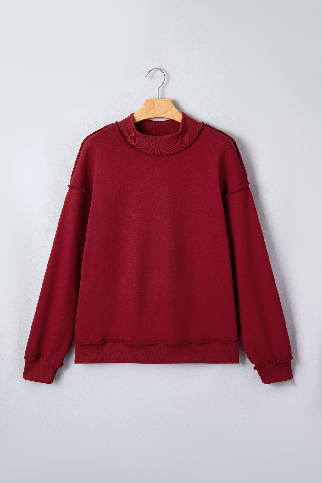 Coffee Oversize Drop Shoulder Reversible Mock Neck Sweatshirt
