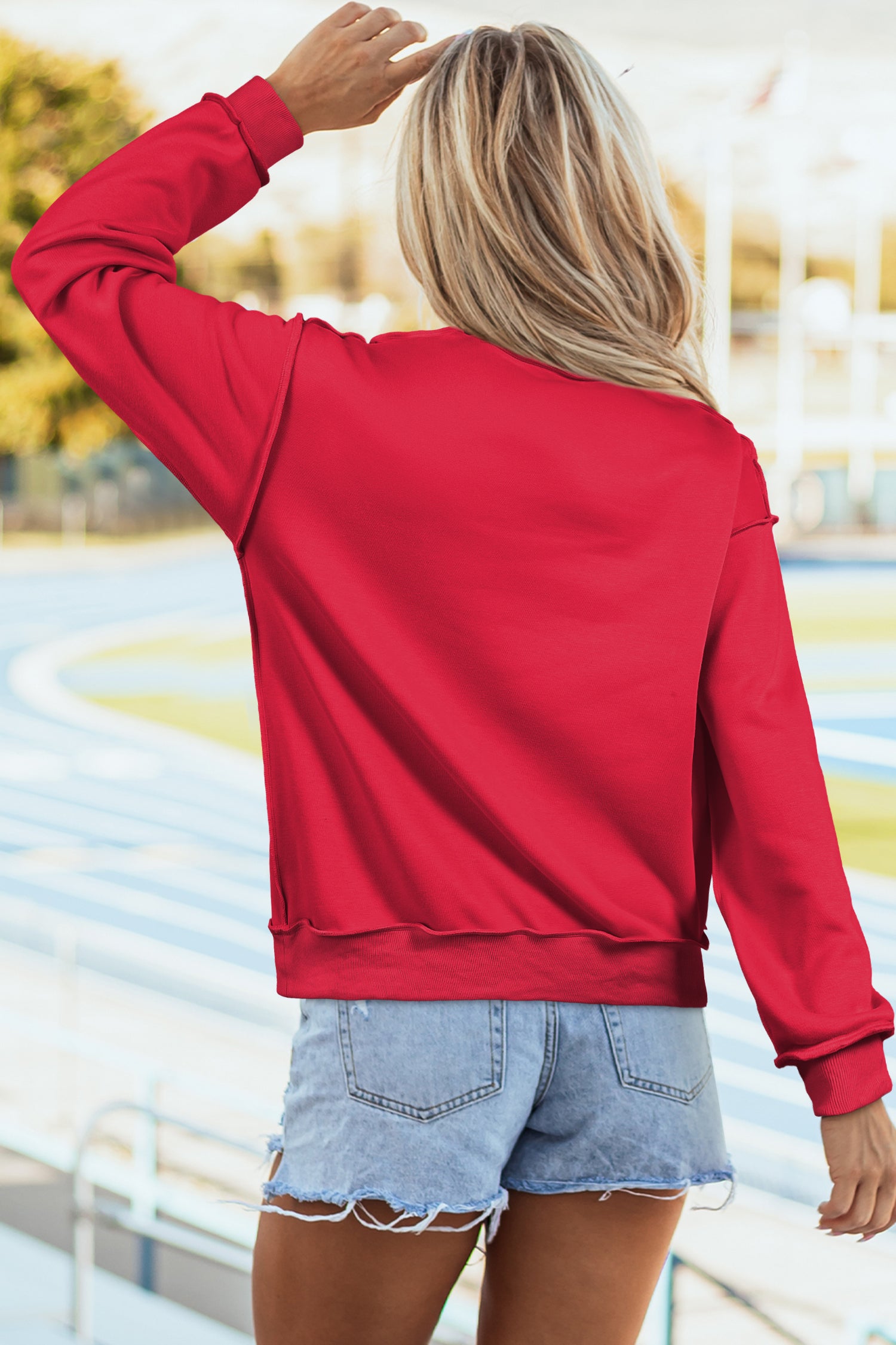 Coffee Oversize Drop Shoulder Reversible Mock Neck Sweatshirt