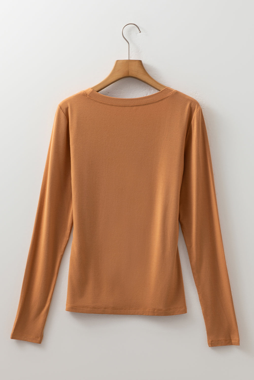 Laurel Green Solid Color Long Sleeve Slim Fit Top