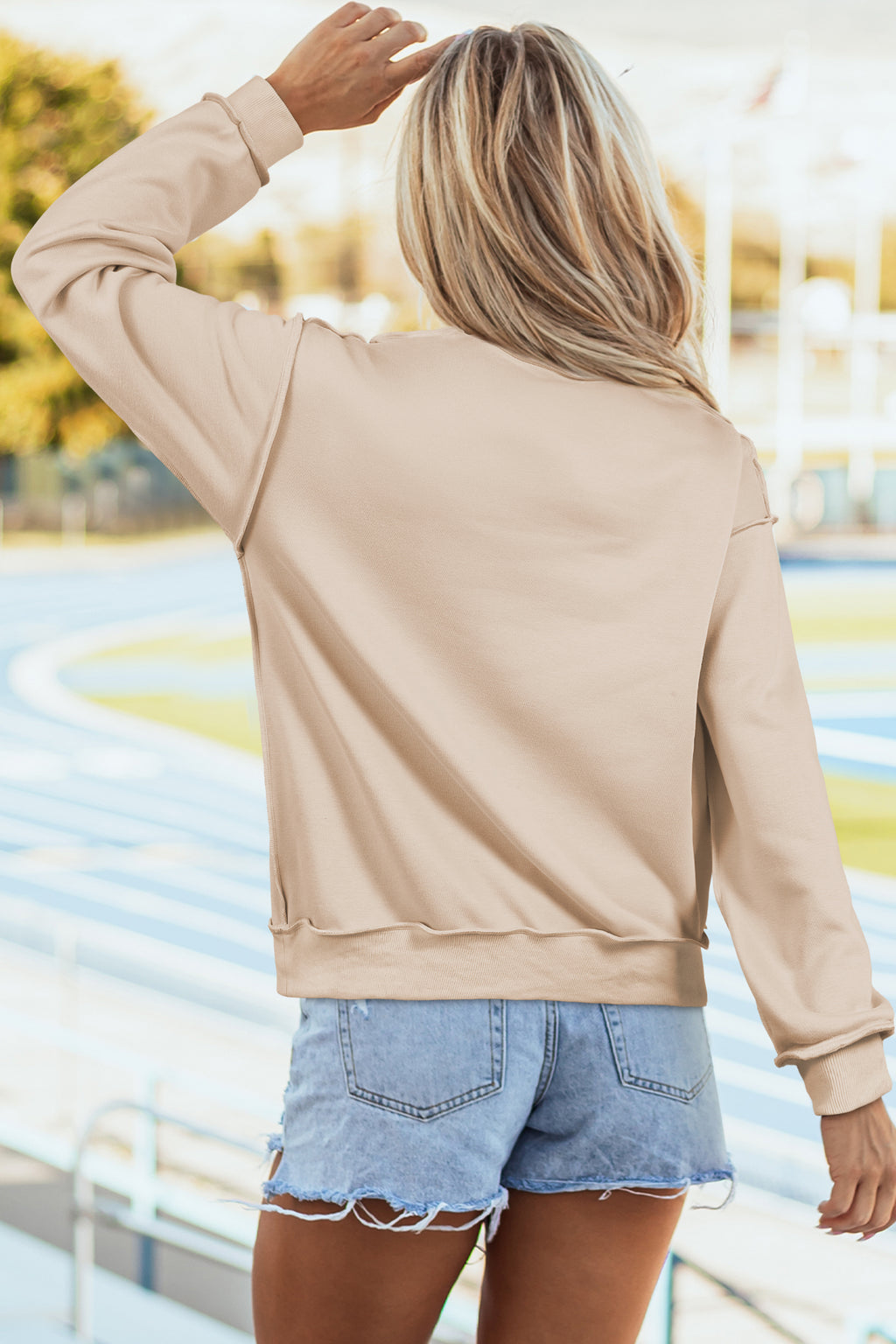 Coffee Oversize Drop Shoulder Reversible Mock Neck Sweatshirt