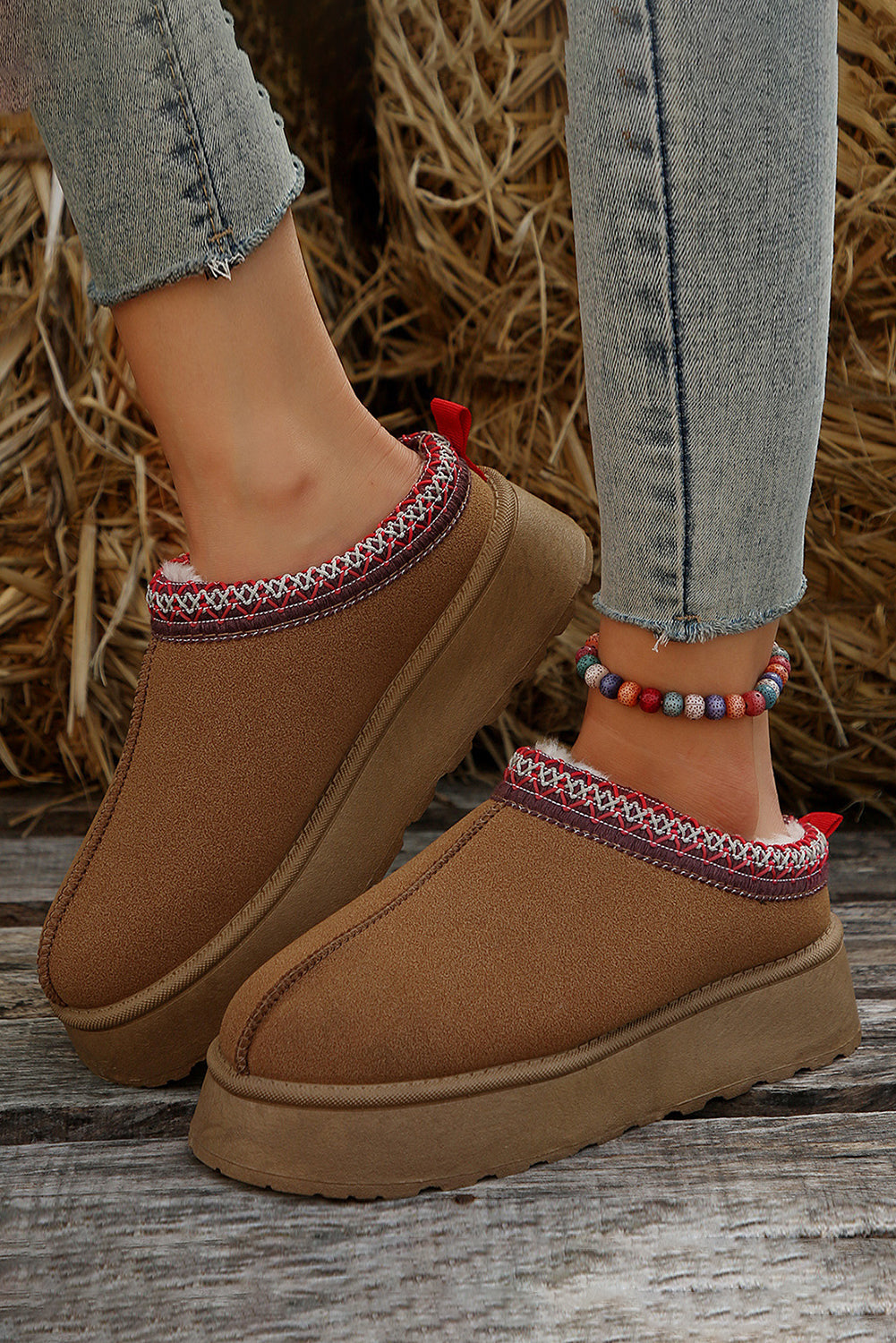 Plush Lined Platform Slippers