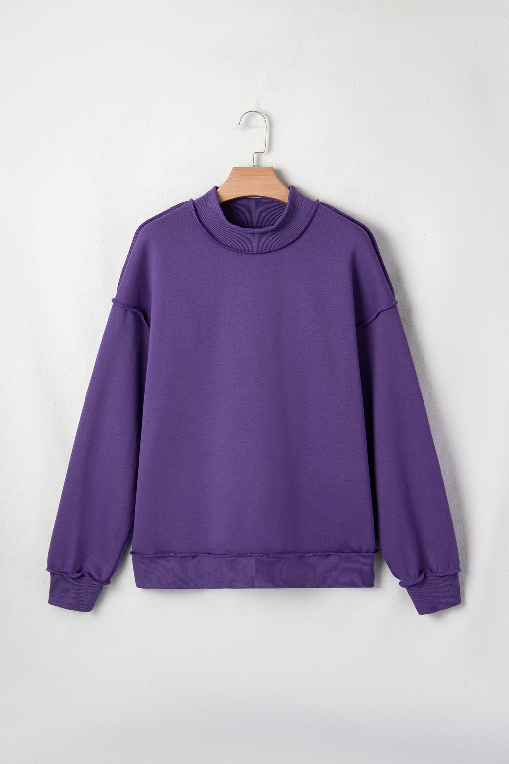 Coffee Oversize Drop Shoulder Reversible Mock Neck Sweatshirt