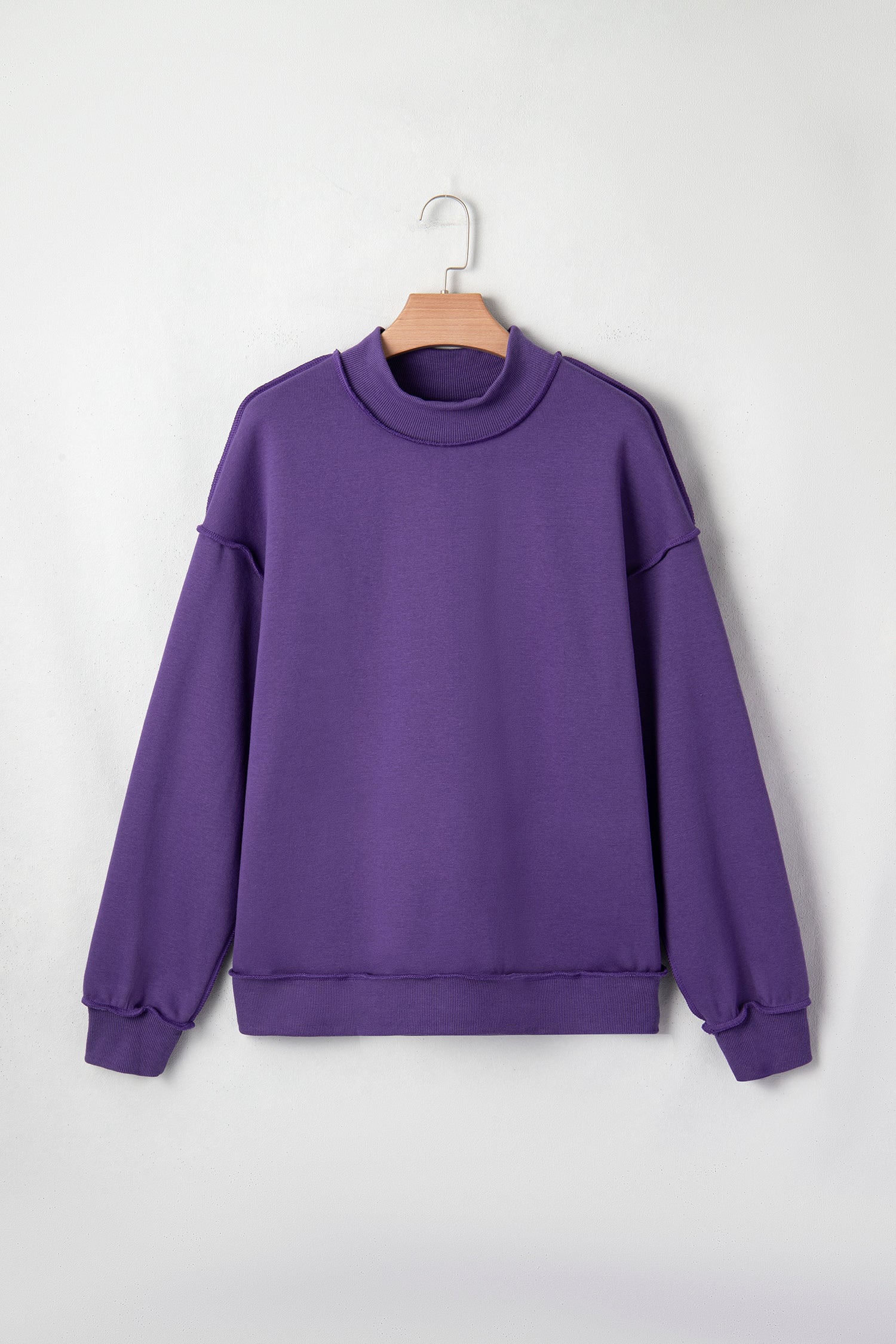 Coffee Oversize Drop Shoulder Reversible Mock Neck Sweatshirt