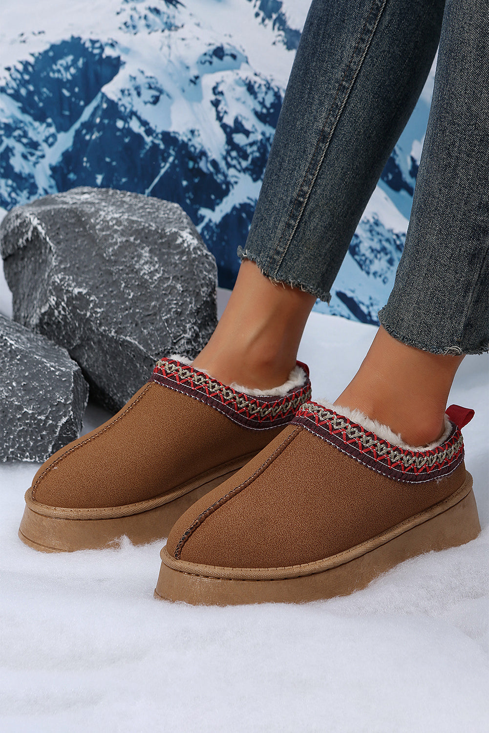 Plush Lined Platform Slippers