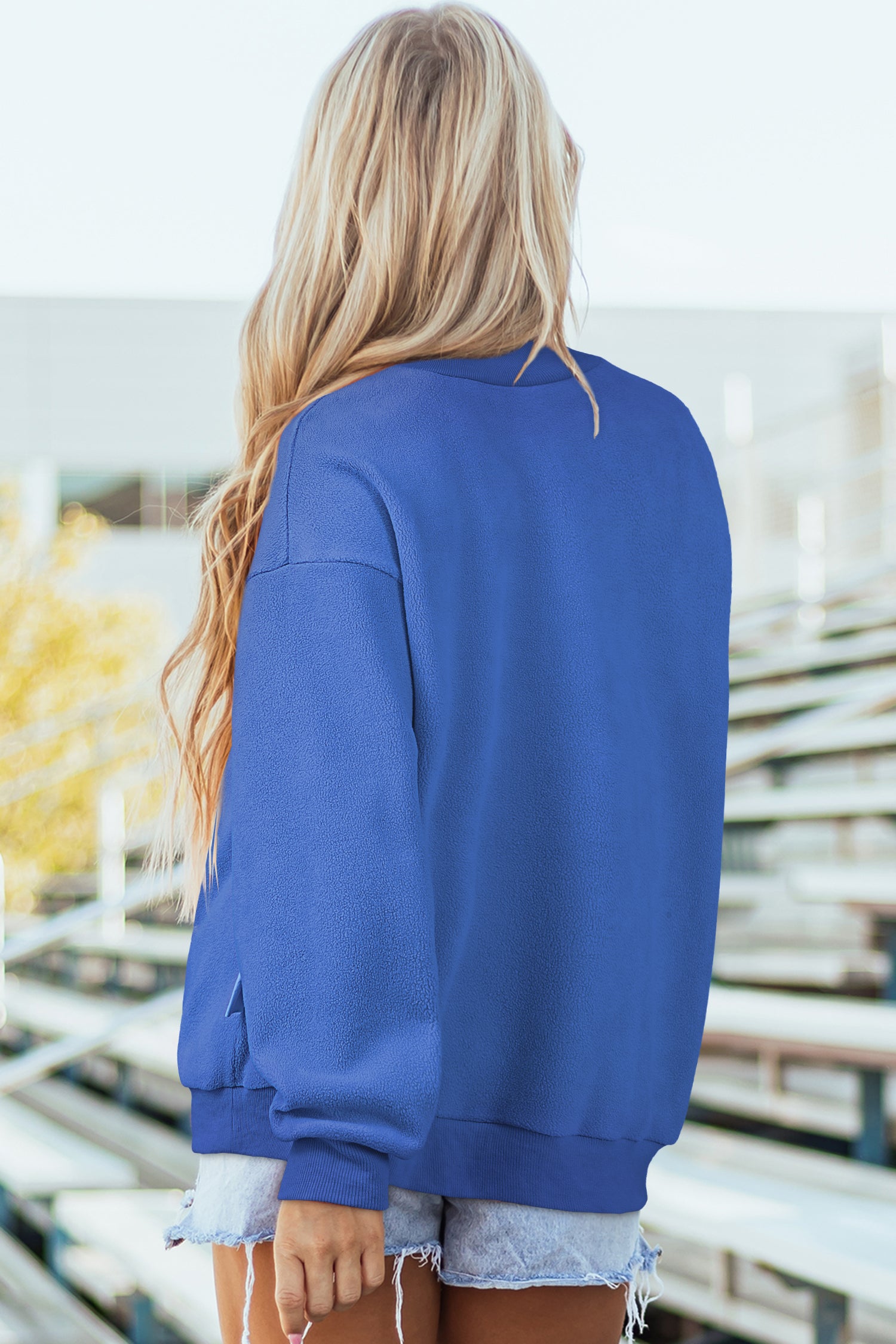 Coffee Oversize Drop Shoulder Reversible Mock Neck Sweatshirt