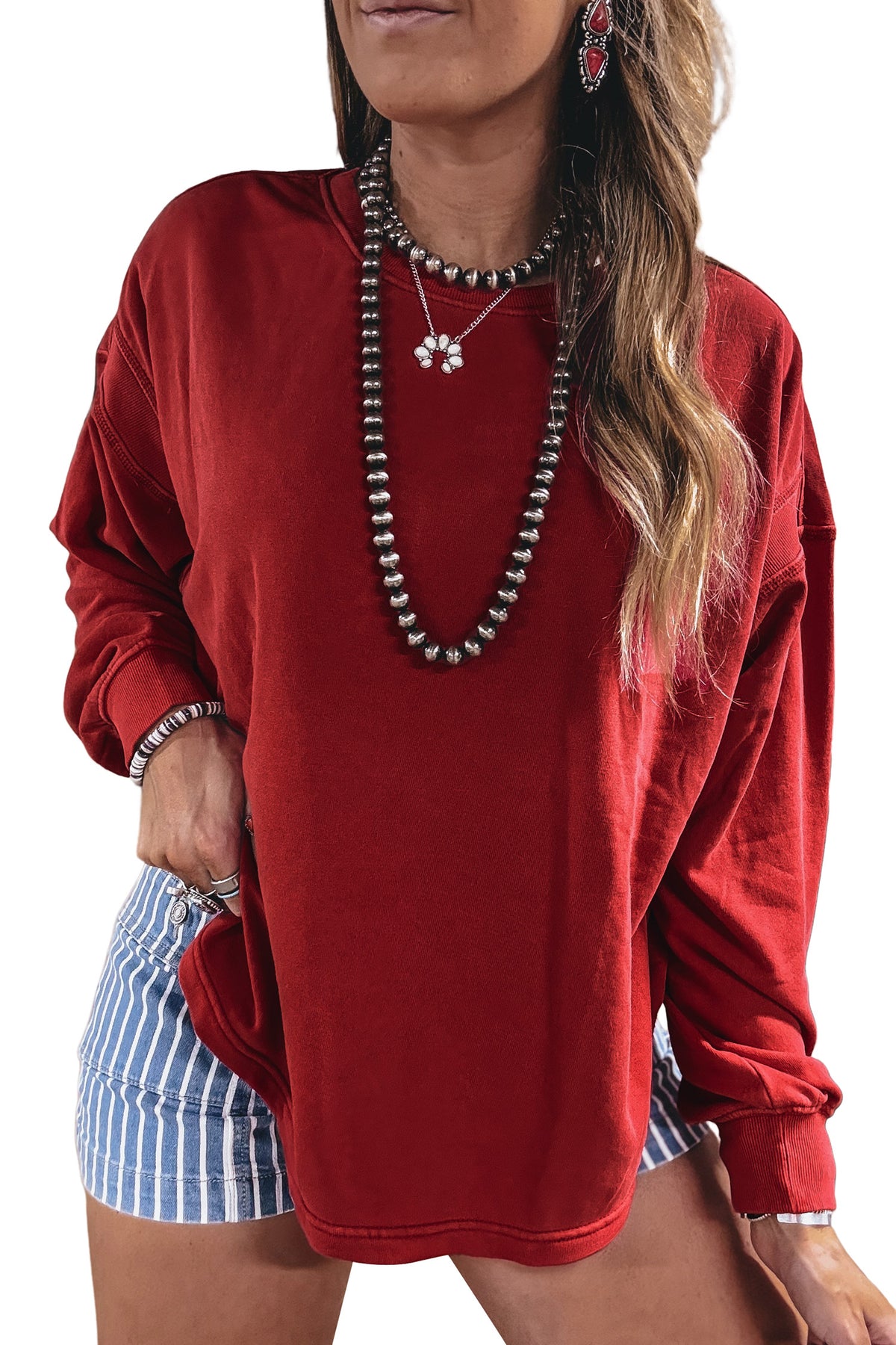 Crimson Cutout Sweatshirt