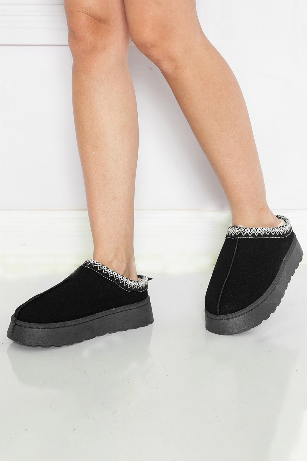 Plush Lined Platform Slippers