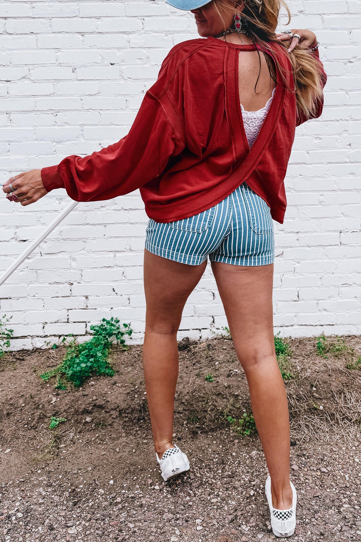 Crimson Cutout Sweatshirt