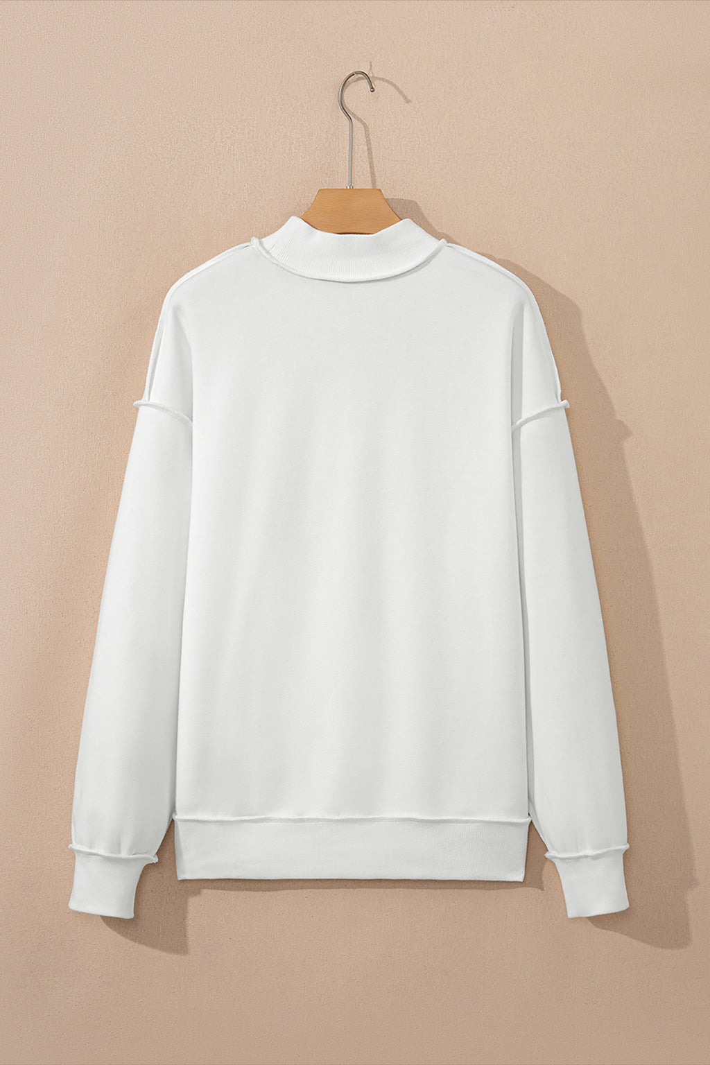 Coffee Oversize Drop Shoulder Reversible Mock Neck Sweatshirt