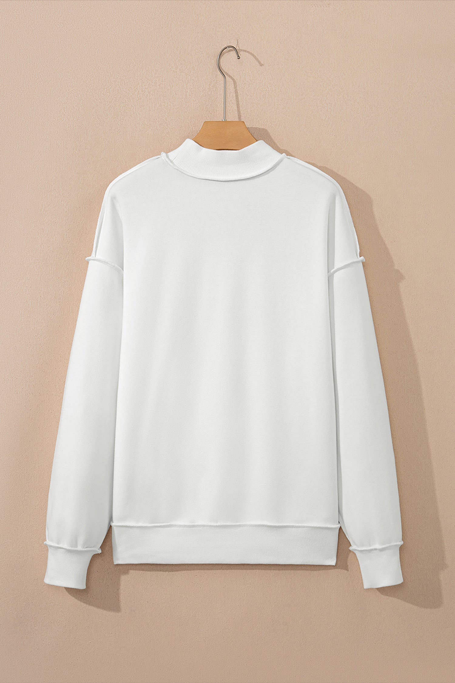 Coffee Oversize Drop Shoulder Reversible Mock Neck Sweatshirt