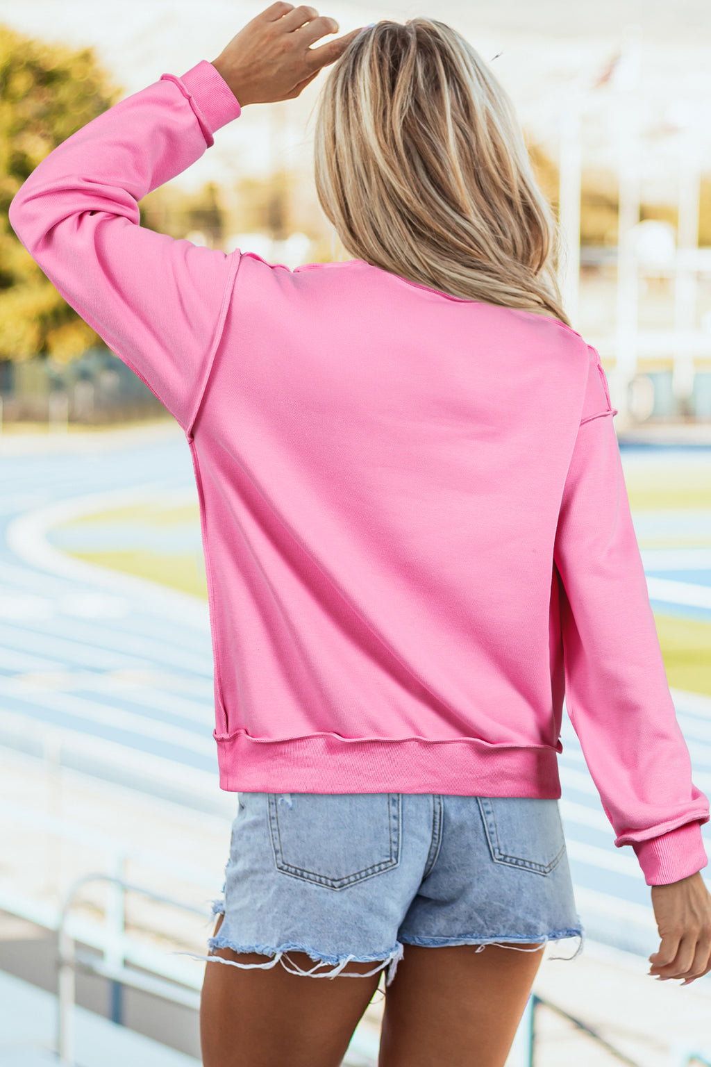 Coffee Oversize Drop Shoulder Reversible Mock Neck Sweatshirt