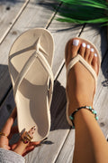 Khaki Non-Slip Textured Flip Flops Casual Beach Slippers