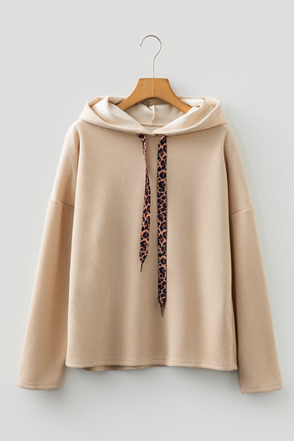 Jet Stream Thermal Textured Lace Drawstring Baggy Hoodie
