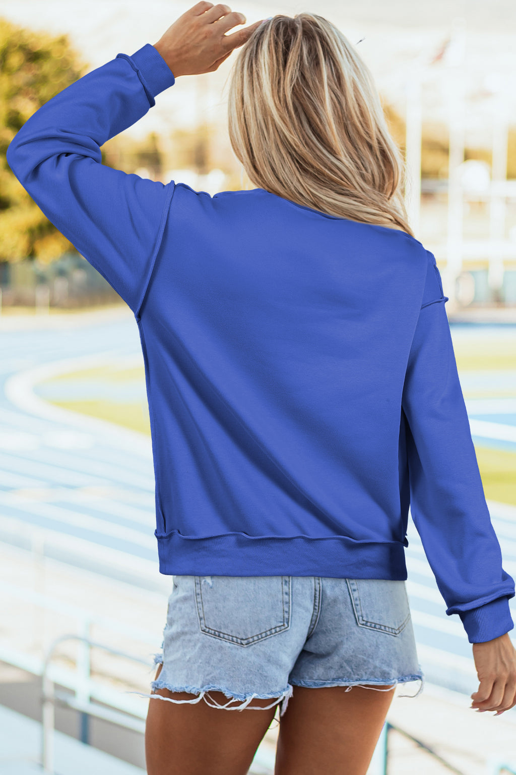 Coffee Oversize Drop Shoulder Reversible Mock Neck Sweatshirt