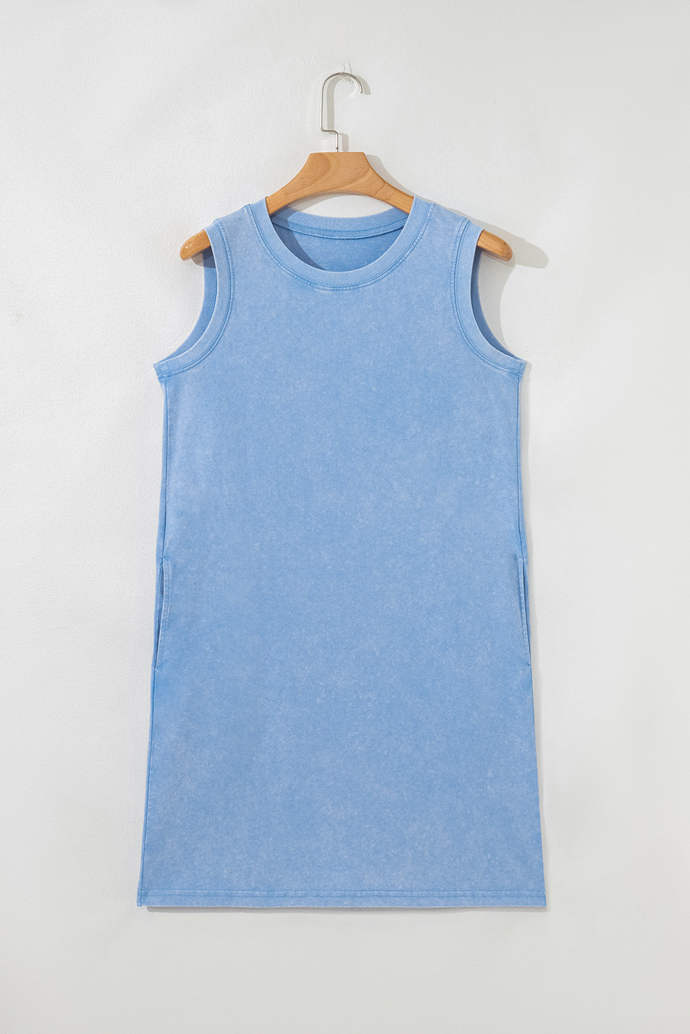 Sea Green Mineral Wash Pocket Tank Mini Dress