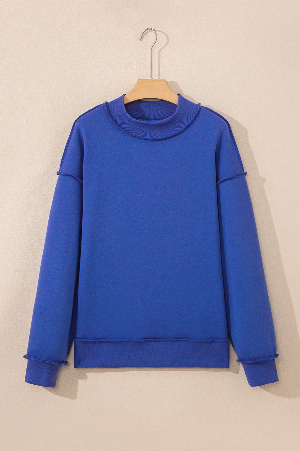 Coffee Oversize Drop Shoulder Reversible Mock Neck Sweatshirt
