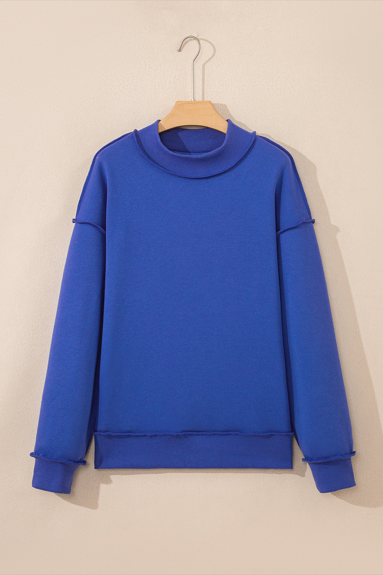 Coffee Oversize Drop Shoulder Reversible Mock Neck Sweatshirt
