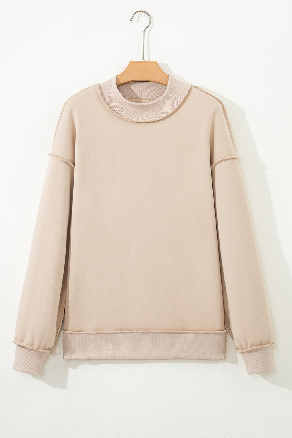 Coffee Oversize Drop Shoulder Reversible Mock Neck Sweatshirt