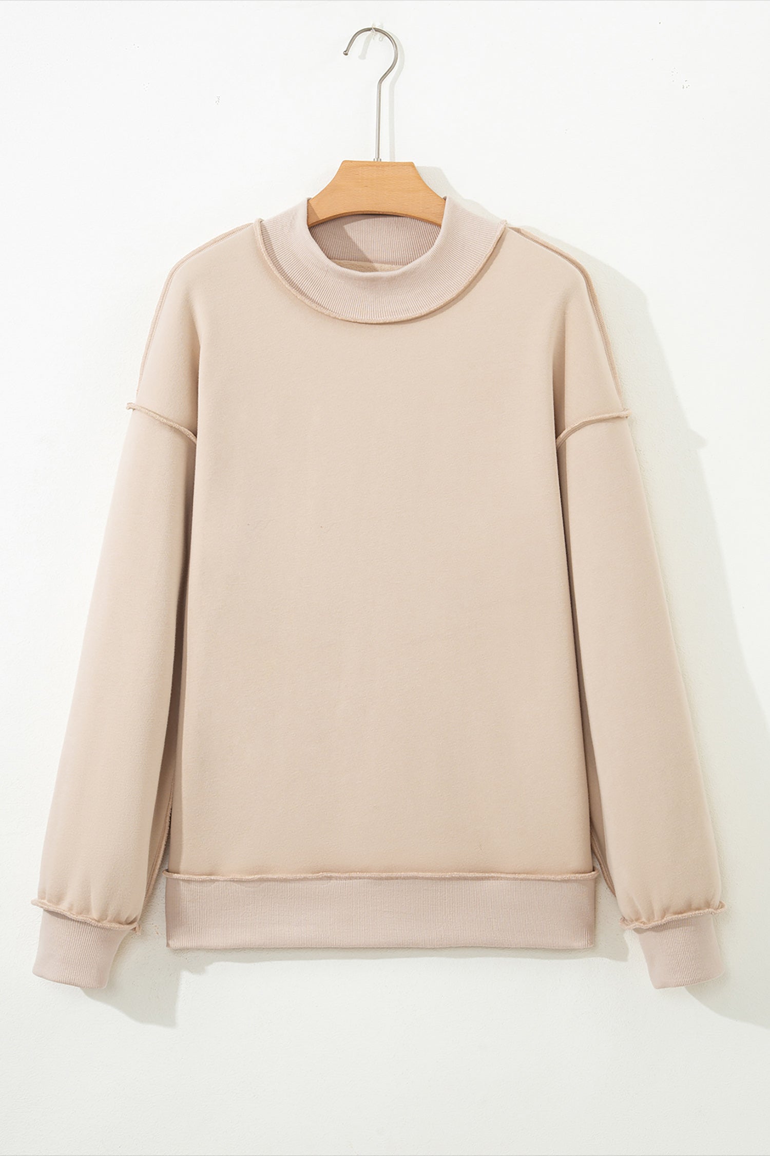 Coffee Oversize Drop Shoulder Reversible Mock Neck Sweatshirt