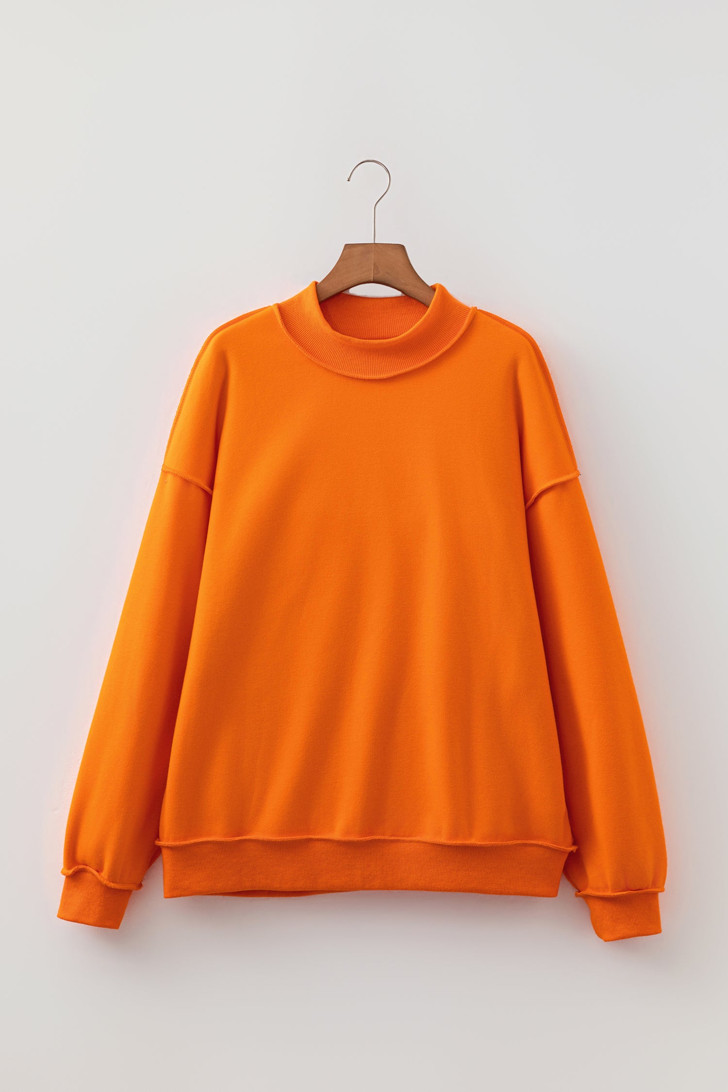 Coffee Oversize Drop Shoulder Reversible Mock Neck Sweatshirt