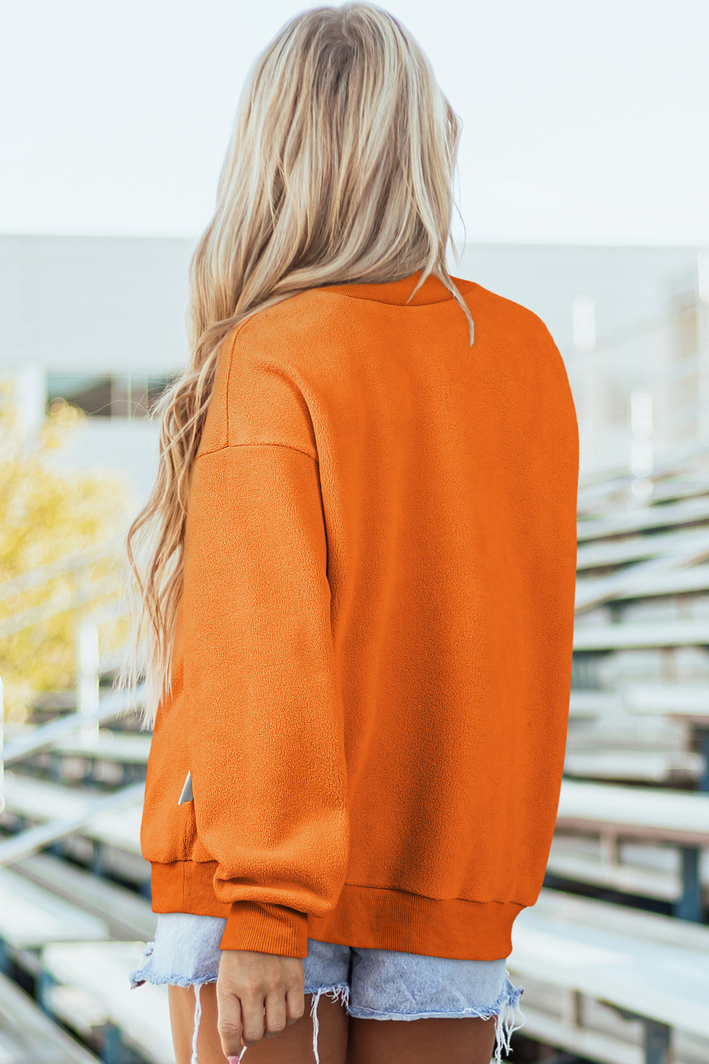 Coffee Oversize Drop Shoulder Reversible Mock Neck Sweatshirt