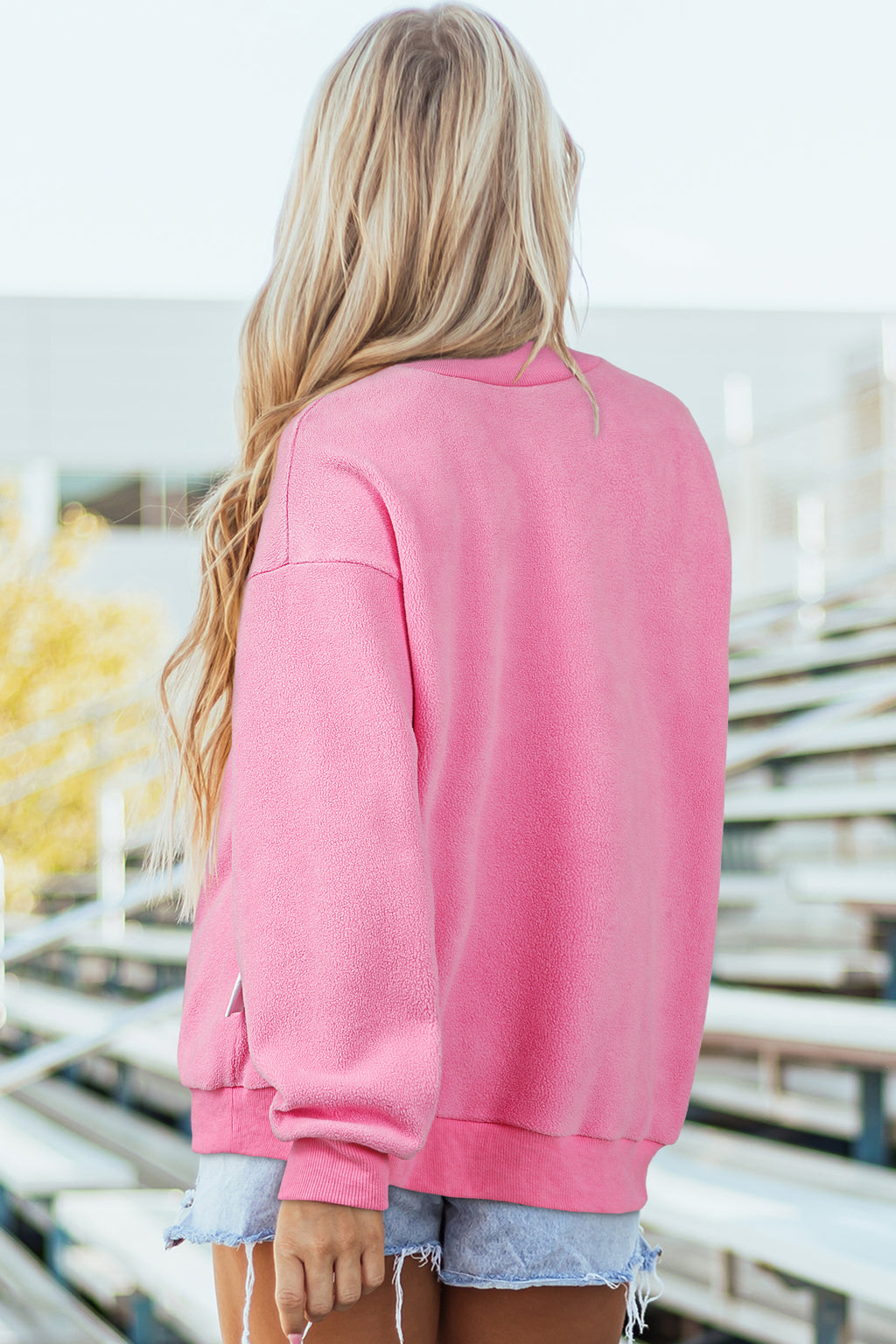 Coffee Oversize Drop Shoulder Reversible Mock Neck Sweatshirt