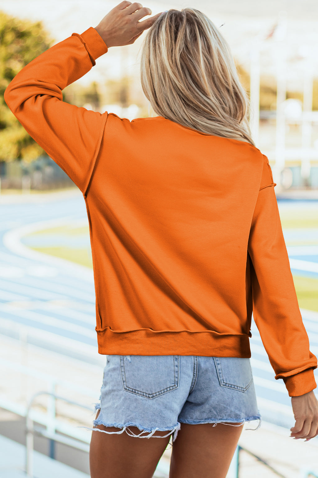 Coffee Oversize Drop Shoulder Reversible Mock Neck Sweatshirt