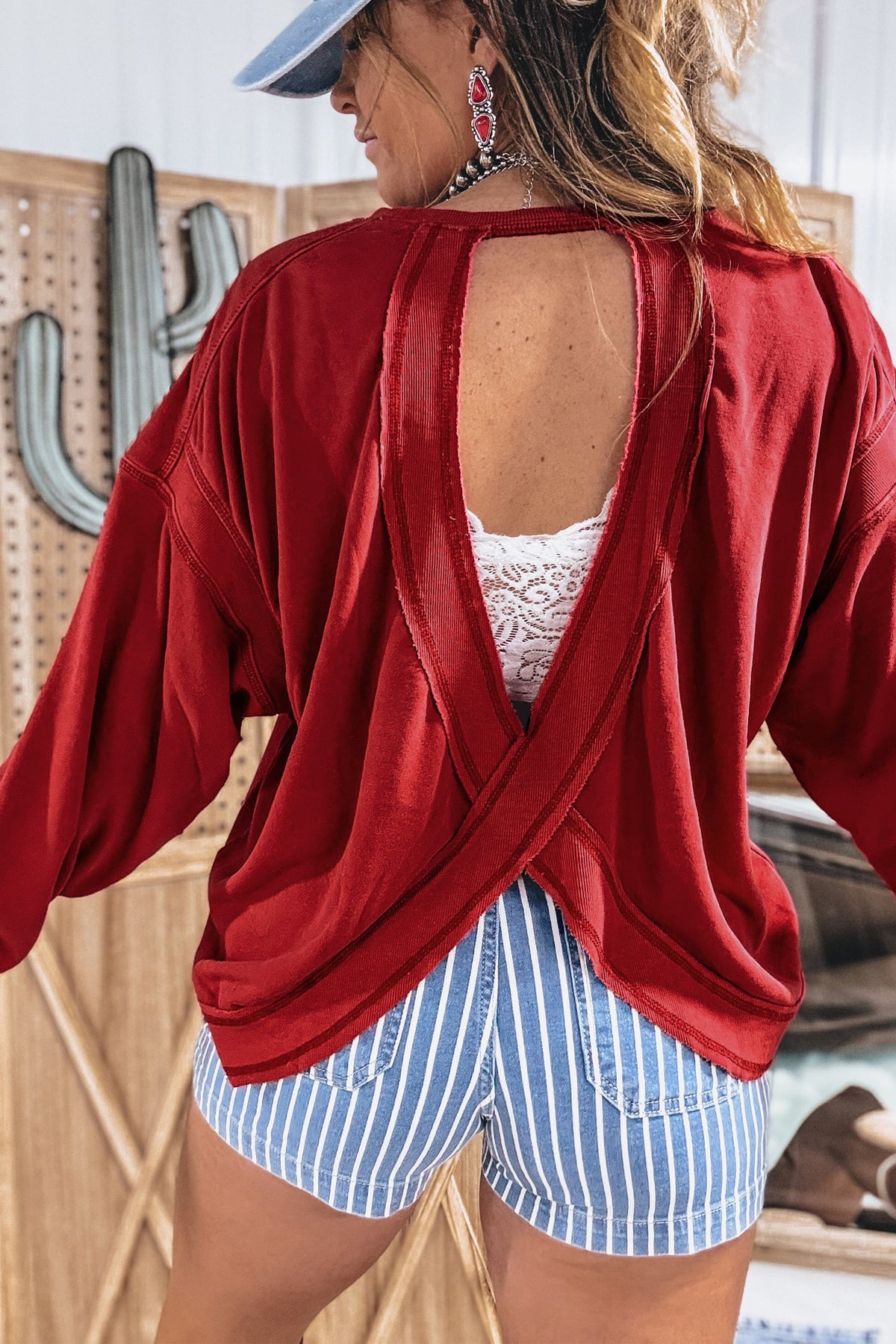Crimson Cutout Sweatshirt