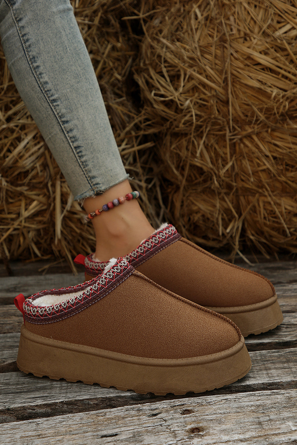 Plush Lined Platform Slippers