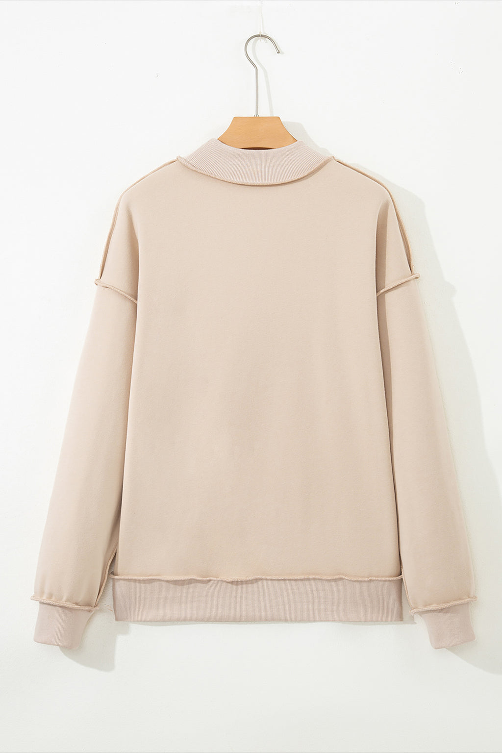 Coffee Oversize Drop Shoulder Reversible Mock Neck Sweatshirt