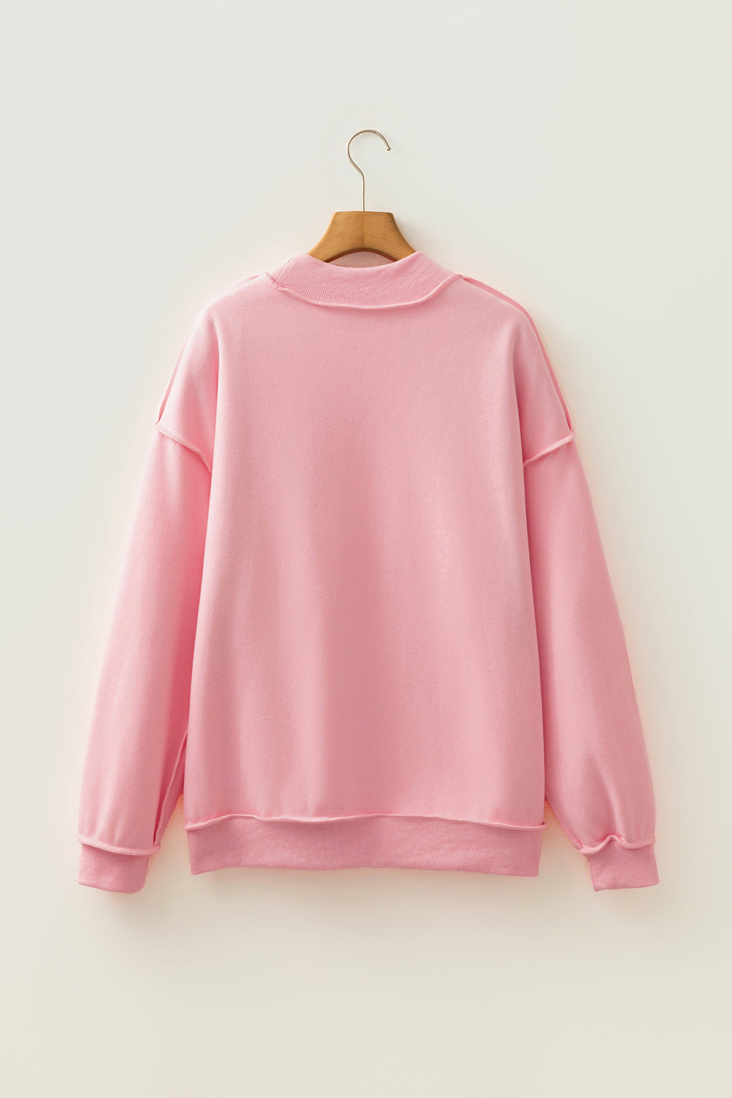Coffee Oversize Drop Shoulder Reversible Mock Neck Sweatshirt