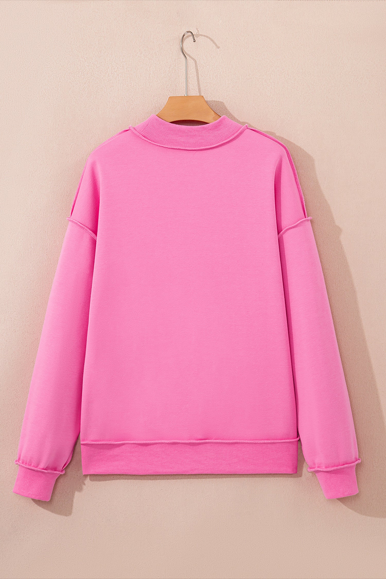 Coffee Oversize Drop Shoulder Reversible Mock Neck Sweatshirt