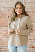 Jet Stream Thermal Textured Lace Drawstring Baggy Hoodie
