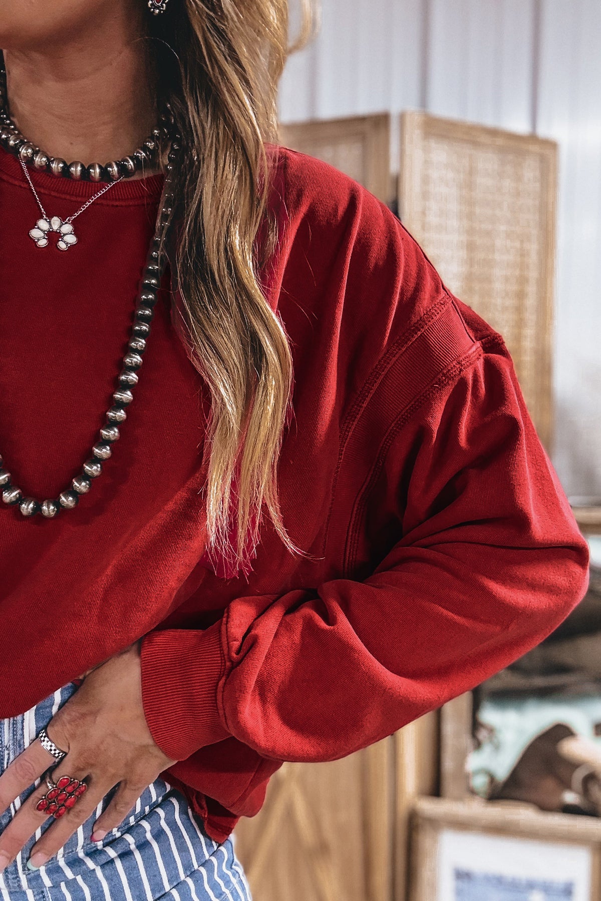 Crimson Cutout Sweatshirt
