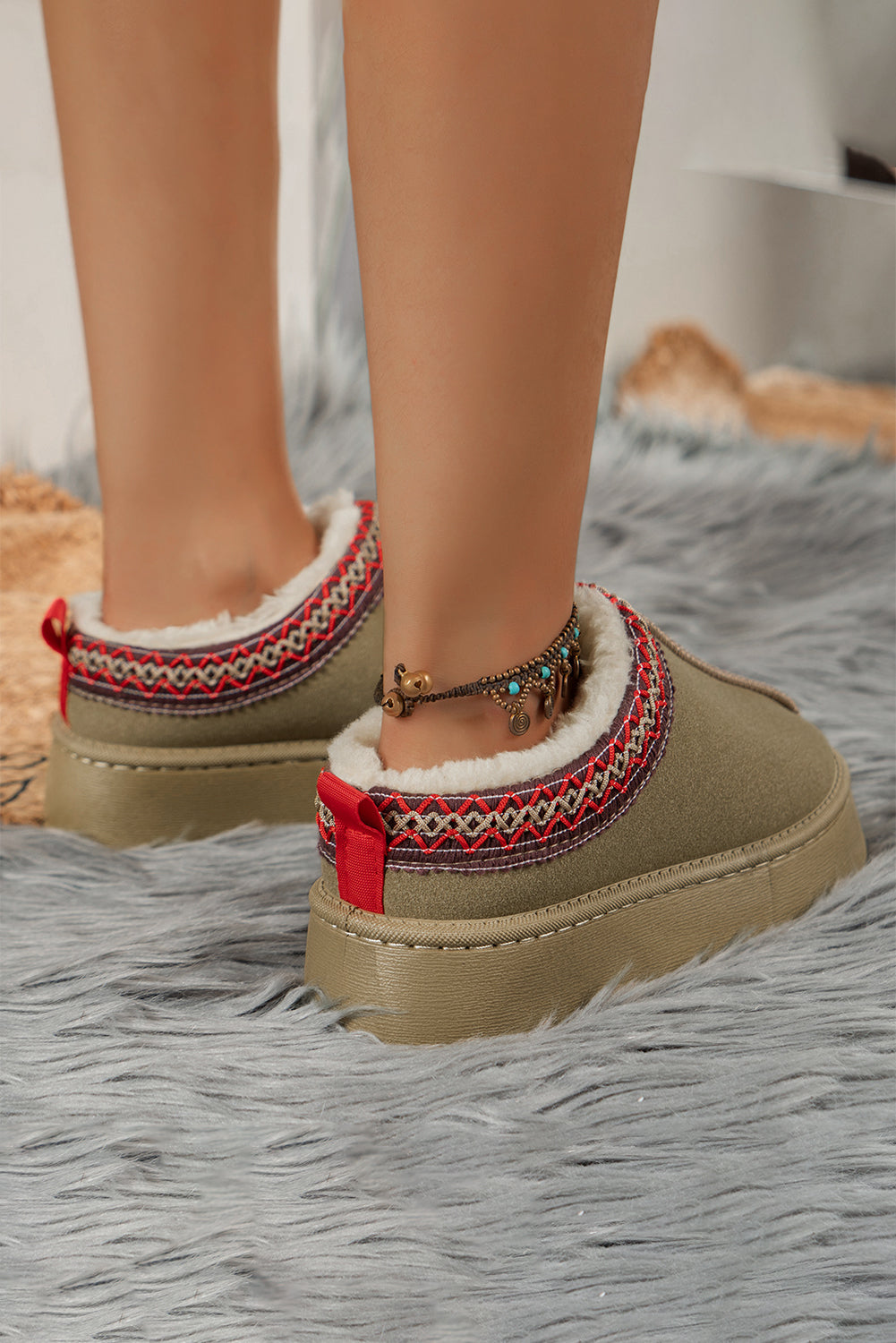 Plush Lined Platform Slippers