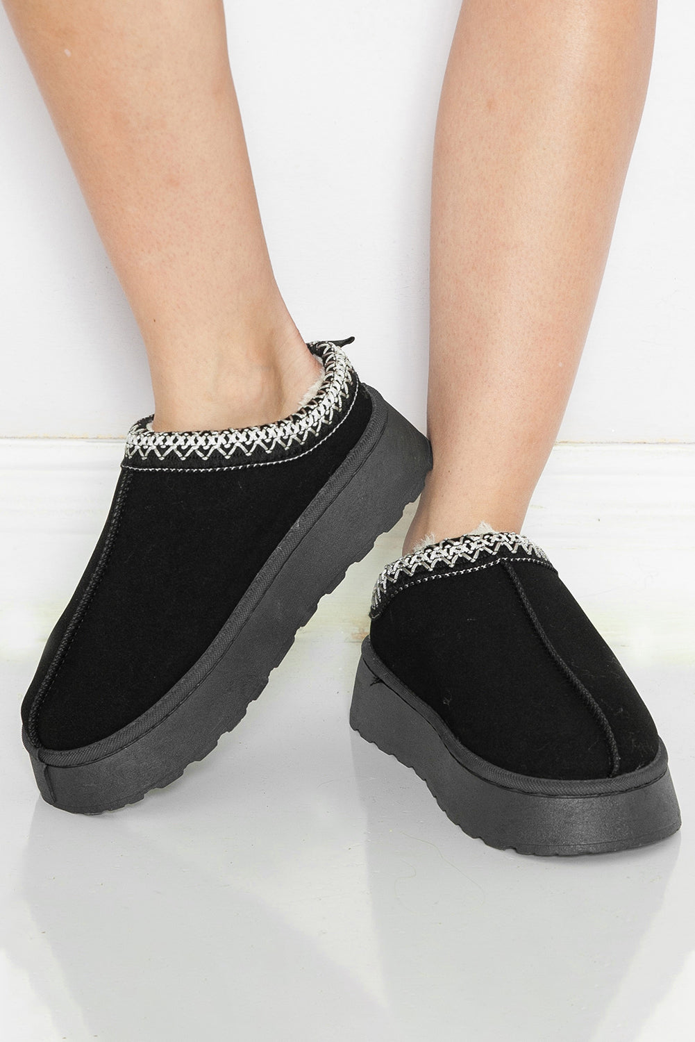 Plush Lined Platform Slippers